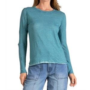 NEW ELAN long sleeve crewneck top in peacock (teal)